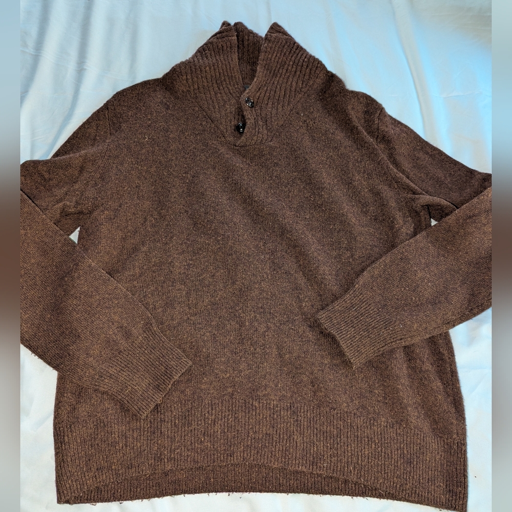 J Crew 60% Wool Men's Large Brown Turtle Neck Sweater Like New‎